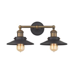 English Pub 2-Light Bathroom Vanity Light in Antique Brass