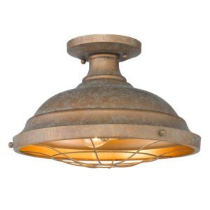 Bartlett CP Two Light Semi Flush Mount in Copper Patina by Golden