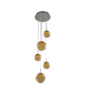 Meteor Five Light Pendant in Chrome by Kalco