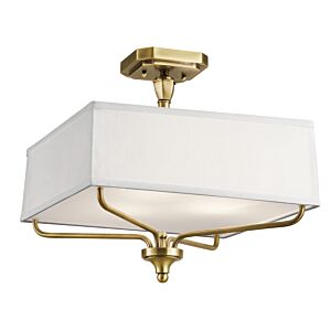 Arlo 3-Light Semi-Flush Mount in Natural Brass