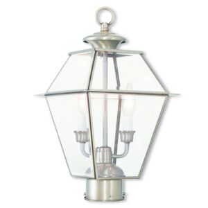 Westover 2-Light Outdoor Post Lantern in Brushed Nickel