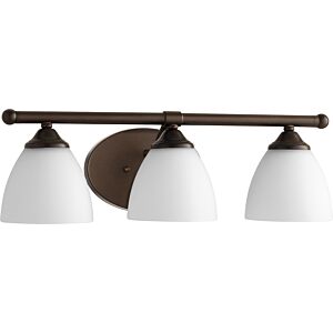 Brooks 3-Light Bathroom Vanity Light in Oiled Bronze w with Satin Opal