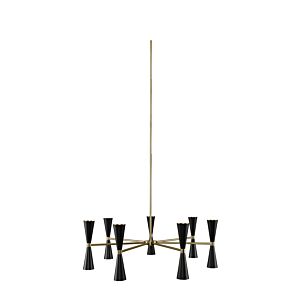 Milo LED Chandelier in Black and Vintage Brass by Kalco