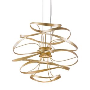 Calligraphy 2-Light LED Chandelier in Gold Leaf W Polished Stainless