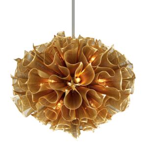 Pulse 16 Light Chandelier in Gold Leaf by Corbett Lighting