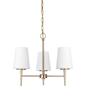 Driscoll  Chandelier in Satin Brass by Generation Lighting.