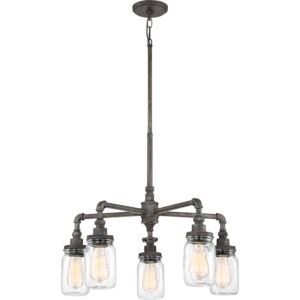 Squire Five Light Chandelier in Rustic Black by Quoizel