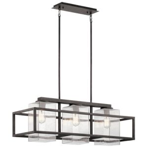 Wright 3-Light Outdoor Linear Chandelier in Weathered Zinc