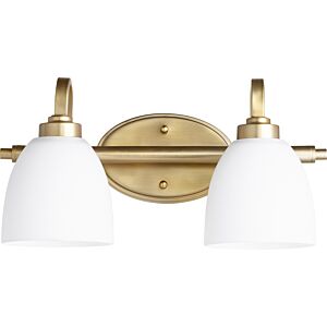 Reyes 2-Light Bathroom Vanity Light in Aged Brass