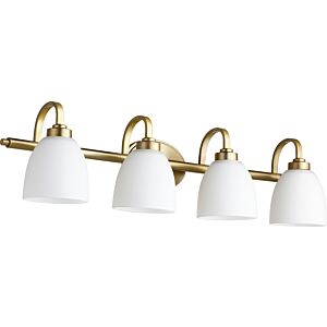 Reyes 4-Light Bathroom Vanity Light in Aged Brass