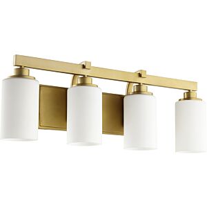 Lancaster Four Light Vanity in Aged Brass by Quorum International