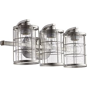 Ellis 3-Light Bathroom Vanity Light in Tumbled Steel