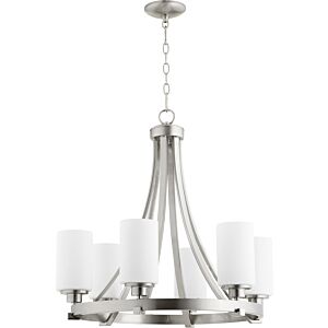 Lancaster Six Light Chandelier in Satin Nickel by Quorum International