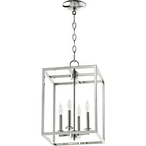 Cuboid Entries 4-Light Entry Pendant in Polished Nickel