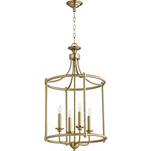 Rossington 4-Light Entry Pendant in Aged Brass