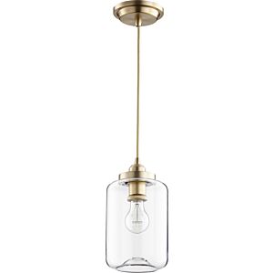 Clear Filament Pendants One Light Pendant in Aged Brass by Quorum International