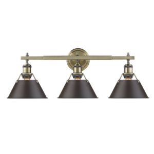 Orwell AB 3-Light Bathroom Vanity Light in Aged Brass