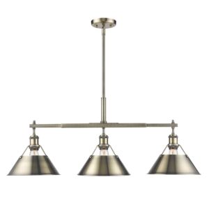 Orwell AB 3-Light Linear Pendant in Aged Brass