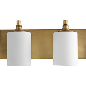 Celeste 2-Light Bathroom Vanity Light in Aged Brass