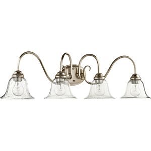 Spencer 4-Light Bathroom Vanity Light in Aged Silver Leaf w with Clear/Seeded