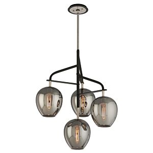 Odyssey Four Light Chandelier in Textured Black & Polish Nickel by Troy Lighting