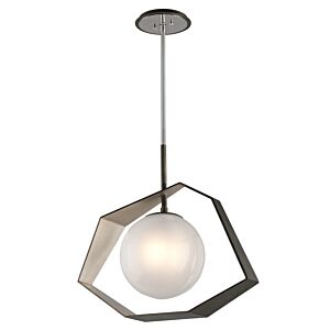 Origami One Light Chandelier in Graphite With Silver Leaf by Troy Lighting