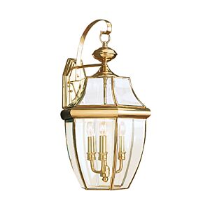 Lancaster 3-Light Outdoor Wall Lantern in Polished Brass