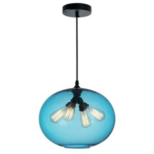 Glass Four Light Pendant in Black by CWI Lighting