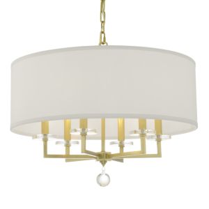 Paxton Six Light Chandelier in Aged Brass by Crystorama