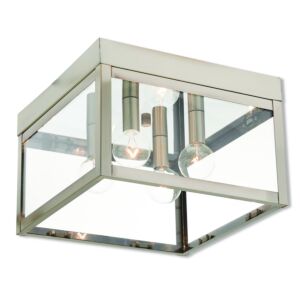 Nyack 4-Light Outdoor Ceiling Mount in Brushed Nickel w with Polished Chrome Stainless Steel