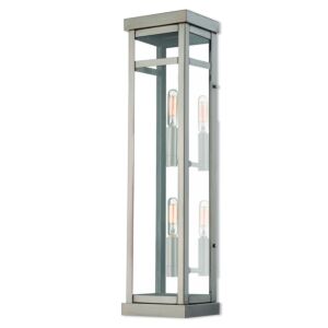 Hopewell 2-Light Outdoor Wall Lantern in Brushed Nickel w with Polished Chrome Stainless Steel