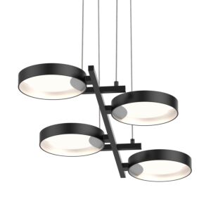 Light Guide Ring 4-Light LED Pendant in Satin Black