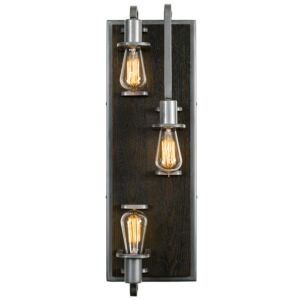 Lofty Three Light Wall Sconce in Steel by Varaluz