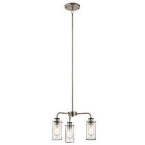 Braelyn Three Light Chandelier Semi Flush Mount in Classic Pewter by Kichler