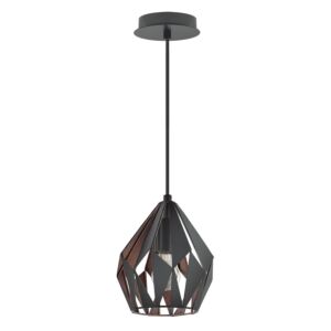 Carlton 3 1-Light Pendant in Matte Black & Copper