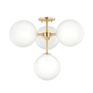 Ashleigh LED Semi Flush Mount in Aged Brass by Mitzi