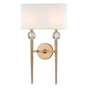 Rockland Two Light Wall Sconce in Aged Brass by Hudson Valley