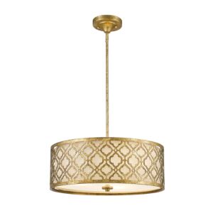 Arabella 3-Light Pendant with Semi-Flush in Distressed Gold