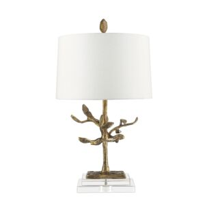 Audubon 1-Light Buffet Lamp in Distressed Gold cast metal tree on a Crystal glass