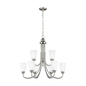 Seville  Chandelier in Brushed Nickel by Generation Lighting.