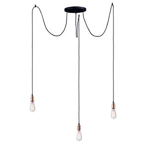 Early Electric Three Light Pendant in Black   Antique Brass by Maxim