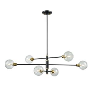 Ocean Drive 6-Light Linear Pendant in Venetian Brass and Graphite