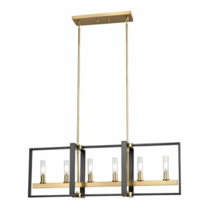 Blairmore 6-Light Linear Pendant in Venetian Brass and Graphite