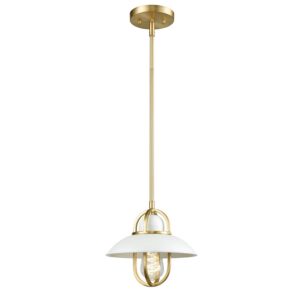 Peggy'S Cove 1-Light Mini-Pendant in Matte White and Venetian Brass