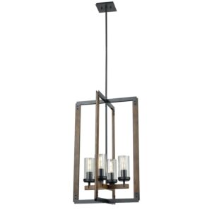 Okanagan 4-Light Foyer Pendant in Graphite and Ironwood