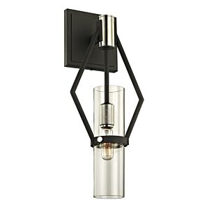 Raef One Light Wall Sconce in Textured Black & Polish Nickel by Troy Lighting