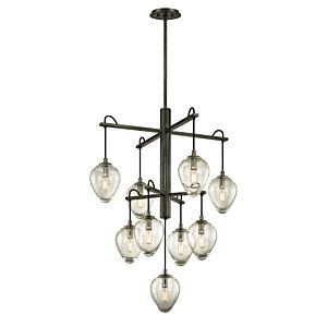 Brixton Nine Light Chandelier in GraphiteBlack Chrome by Troy Lighting