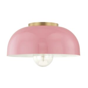 Avery One Light Flush Mount in Aged BrassPink by Mitzi