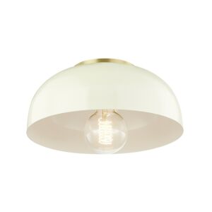 Avery One Light Flush Mount in Aged BrassCream by Mitzi