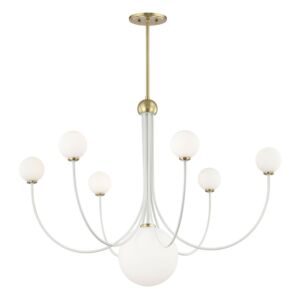 Coco LED Chandelier in Aged BrassSoft Off White by Mitzi